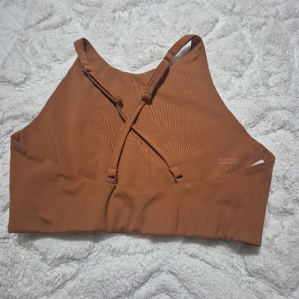 Girlfriend Collective Women's Sports Bra in Rust...topanga Halter Bra..size:S - Picture 5 of 10